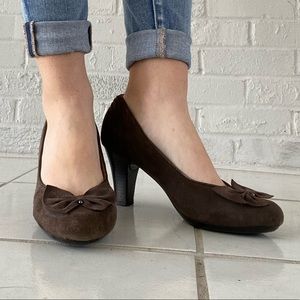 Clarks Artisan Suede Bow Heels